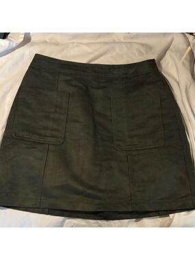 Faux Suede Olive Green Women's Skirt